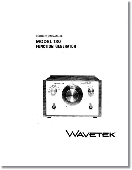 Wavetek 130 Function Generator Operator's Manual